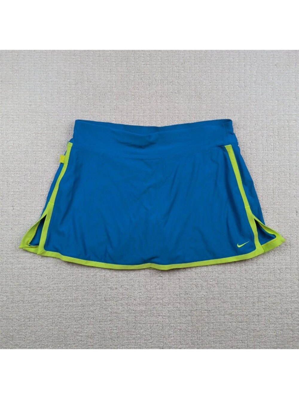 Y2K Nike Preppy Tennis Skirt Skort Stretchy Sporty Sz L Dri Fit Neon Green Blue